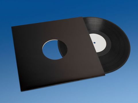 Black cardboard record sleeves with holes