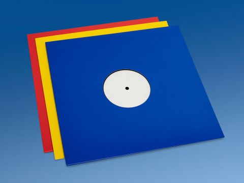 12 inch record jackets, red, blue, yellow